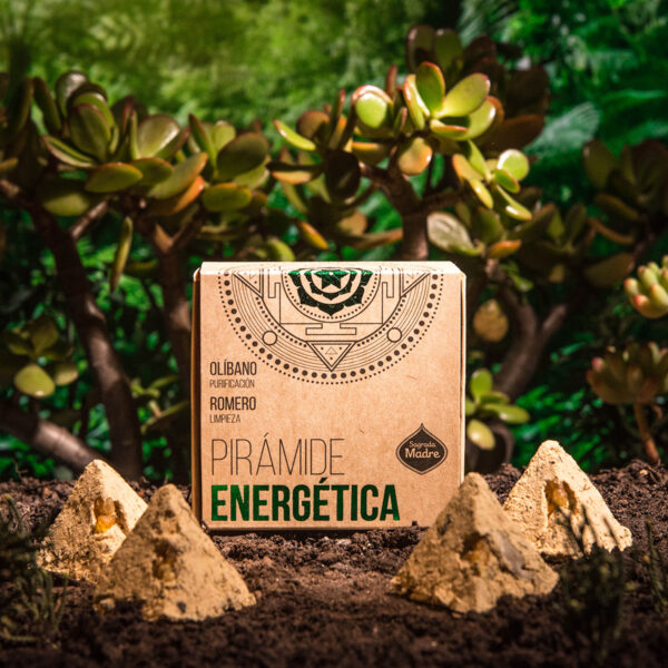 El Romero al quemarse emite poderosas vibraciones de limpieza y purificación. Es uno de los inciensos más antiguos, esta hierba milenaria transforma y rejuvenece el alma, los espacios y ambientes. Esta pirámide además contiene perlas de Olíbano puro, aportando su gran poder de sanación, protección y transmutación, la forma piramidal lleva nuestra energía o petición a los cuatro puntos cardinales del espacio universal, transformando y materializando el amor Divino en la tierra, en el hogar y en la vida.